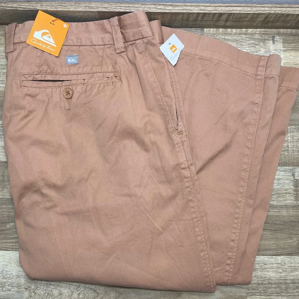 Quiksilver Everyday Chino Flat Front Casual Pants Men 40 Light Orange 33